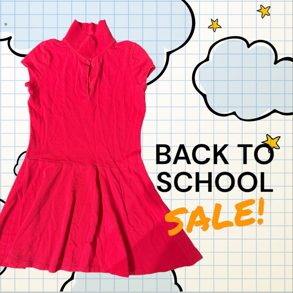 Girls Uniform Pique Polo Dress - Ruby - Size L (10/12)
